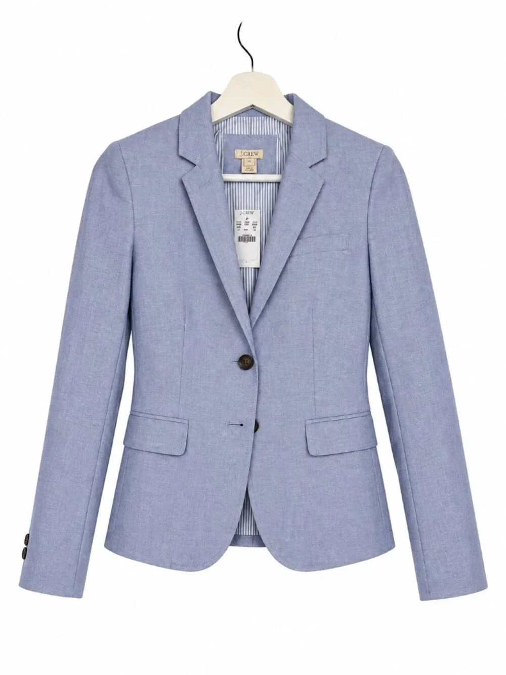 J.Crew Linen Blend Schoolboy Blazer Jacket Women's Blue Tailored Classic Size 00